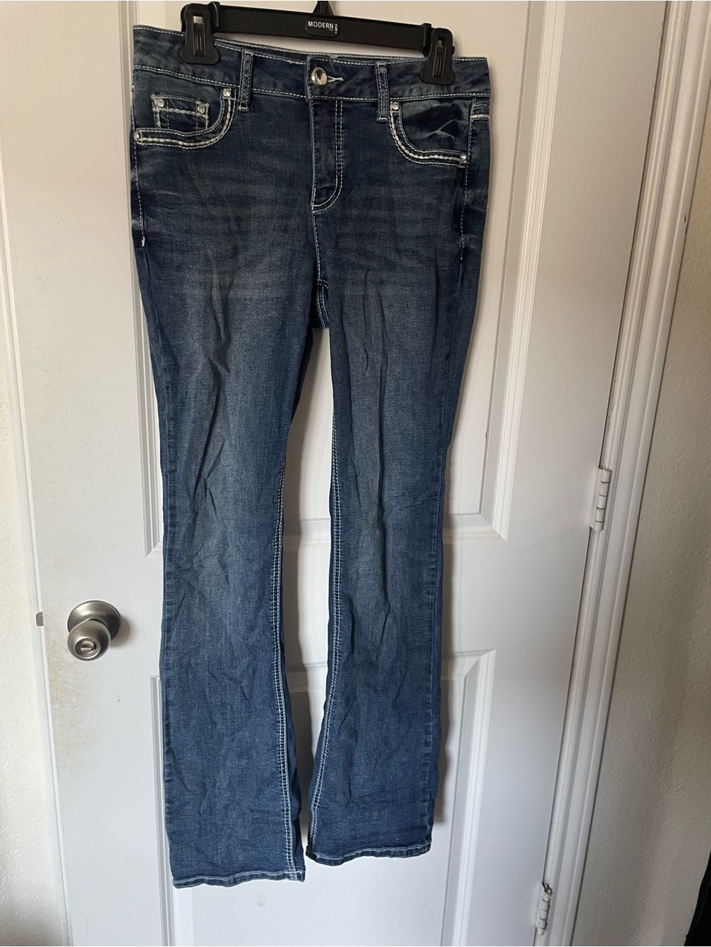 Cato Women's Dark Blue Boot Cut Jeans with Contrast Stitching